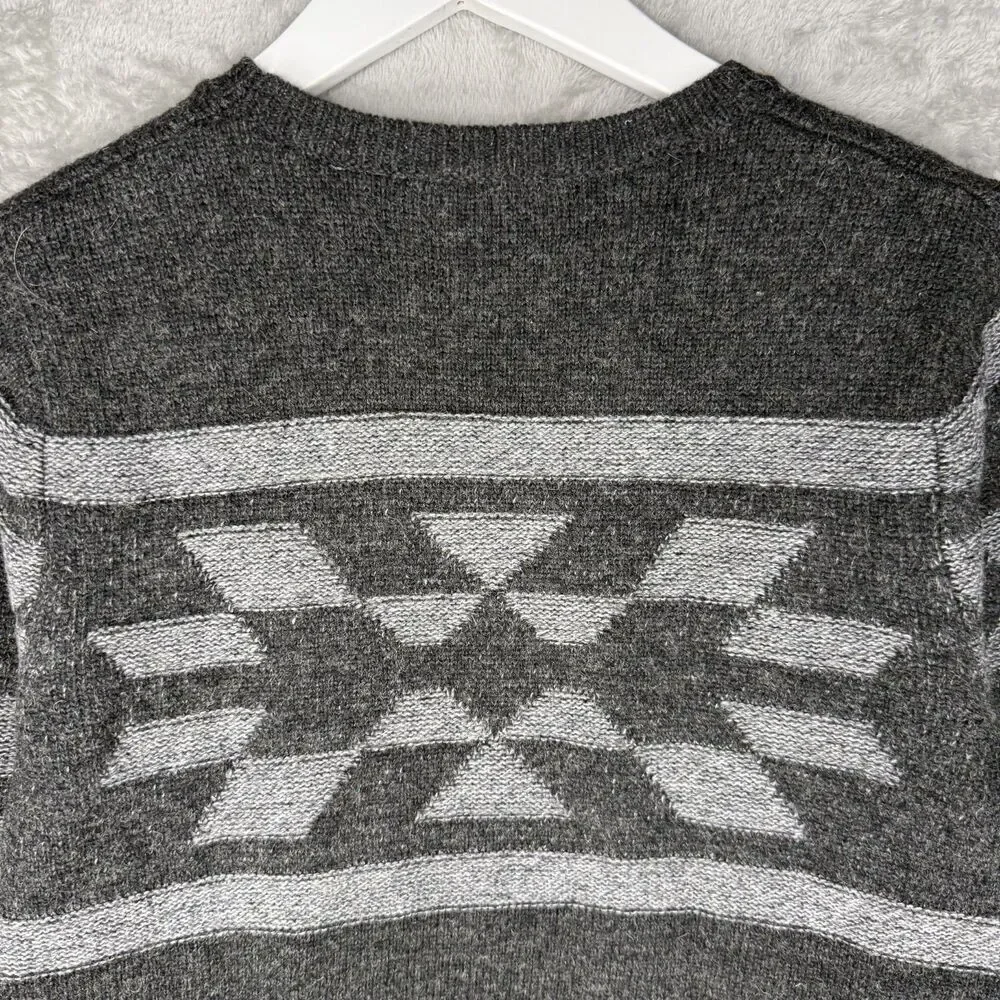 Pendleton Sweater Mens Medium Washable Wool Gray Aztec Patterned Pullover Crew